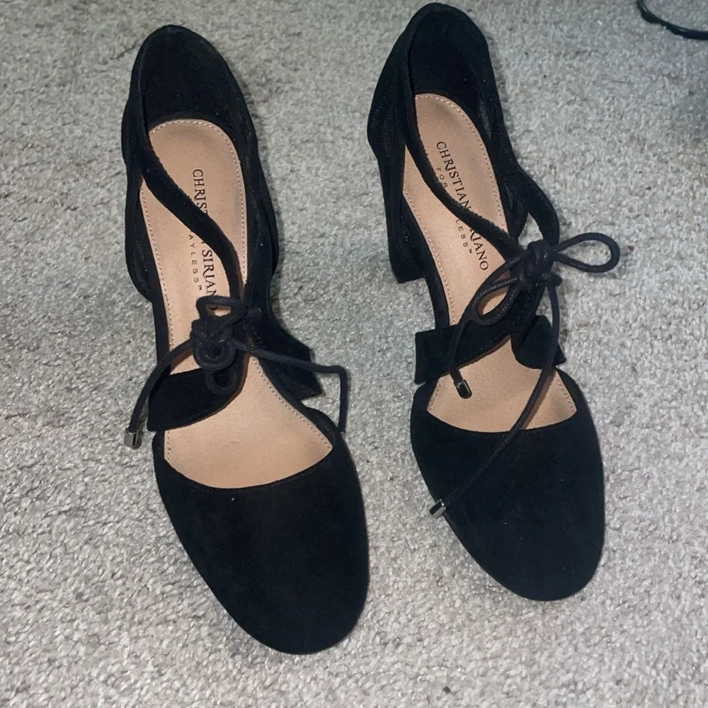 Christian Sirano black velvet heels 4 inch size 8 - Picture 3 of 10